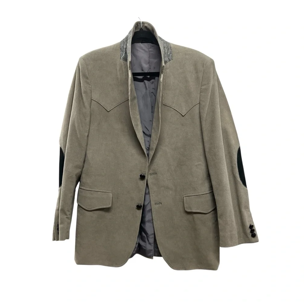 Brad Whitney Vintage Western Blazer Grey Corduroy‎ Cotton Grandpa Sleeve 38R